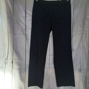 Ann Taylor Loft stretch black and light blue, checkered straight leg trousers